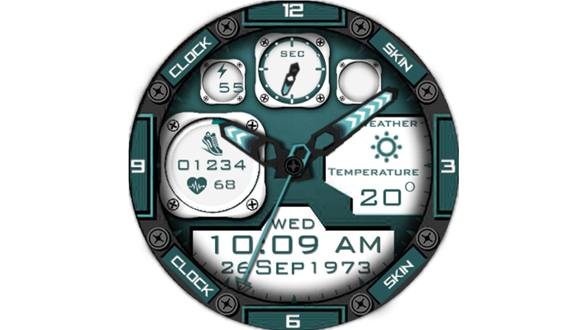 Microwear H1 watch faces, clock skin full android watch. ClockSkin